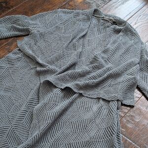 PERUVIAN CONNECTION I Pima Cotton Blue Gray Open Front Flowy Shawl Cardigan, S